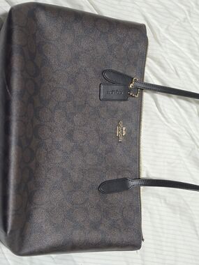 Coach Brown Signature Tote with Gold Hardware